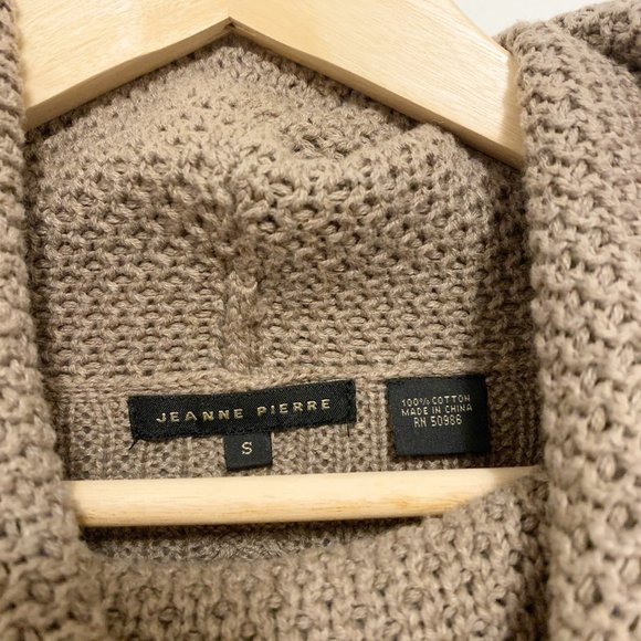 Jeanne Pierre Long Sleeve Cowl Neck Cable Knit Sweater Brown Small - Picture 5 of 7